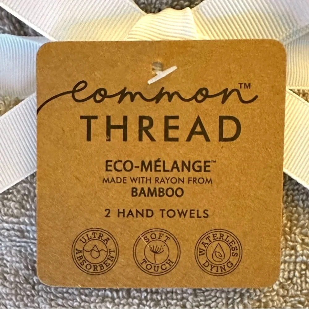 Common Thread Eco-Melange Gray Hand Towels Set of 2 NEW WITH TAGS